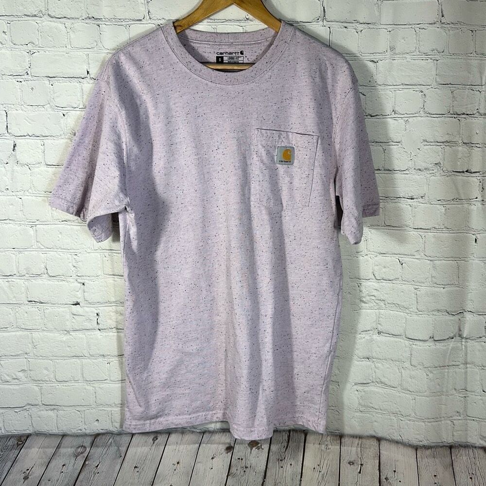 Carhartt Men’s Pink Gray  Short Sleeve Loose Fit Tshirt Heavyweight size S Small